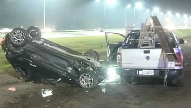 Choque y vuelco en Panamericana una mujer resultó herida Impacto